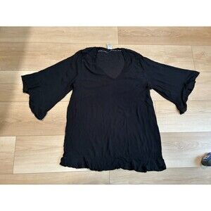 Anne Cole Women's Black Tunic with Flared Sleeves Cover-Up Blouse Size M/L